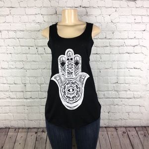 Hamsa "hand of god" Black Racerback Medium/Large